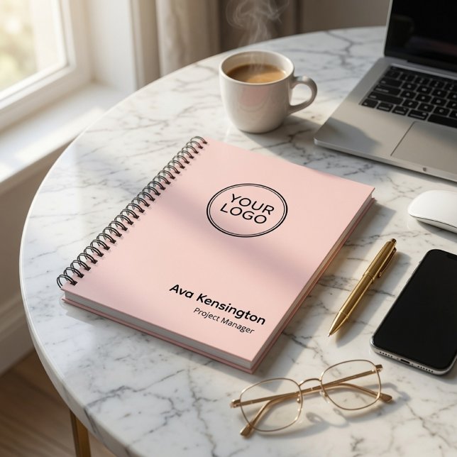 Journal de société professionnel rose avec logo pe (Créateur téléchargé)
