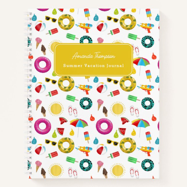 Journal de vacances d'été pour enfants à la plage  (Devant)