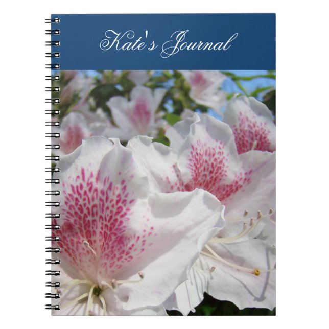Journal de Votre Nom cahier Rose azalées blanches (Devant)