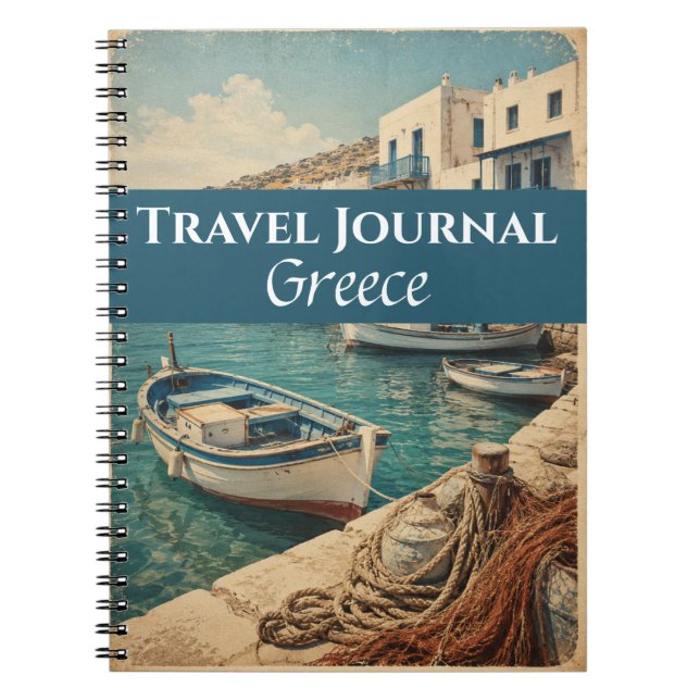 Journal de voyage Grèce Bleu Personnalisable (Devant)