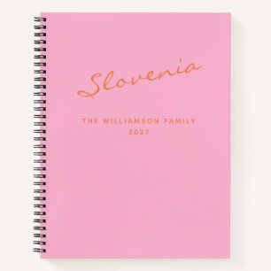 Journal de voyage personnalisé rose orange