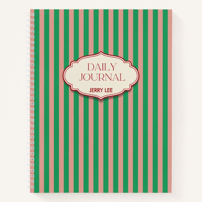 Journal d'écriture personnalisé Corail et Vert Rét (Devant)