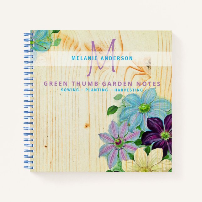 Journal des jardiniers au pouce vert en bois rusti (Devant)