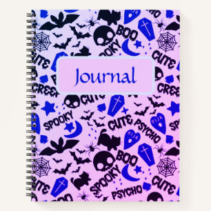 Journal d'Halloween violet, bleu et noir