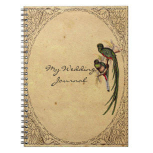 Journal élégant vintage de mariage d'oiseau de