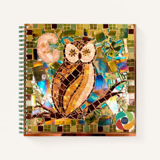 Journal en spirale de la mosaïque d'hibou