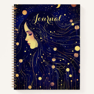 Journal Femme Céleste Déesse Lune Étoiles