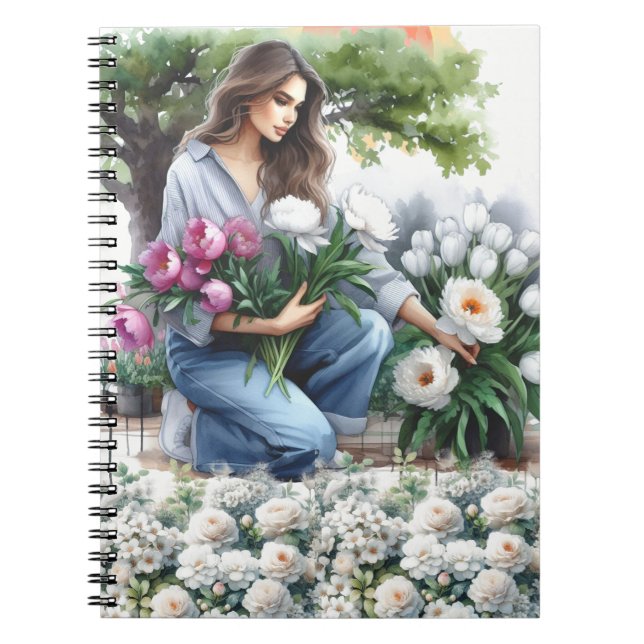 Journal Femme dans un jardin fleuri (Devant)