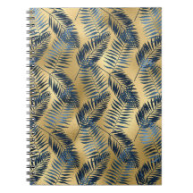 Journal feuille de palmier bleu or