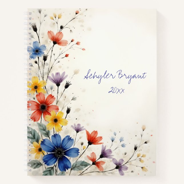 Journal floral à reliure spirale Fleurs sauvages (Devant)