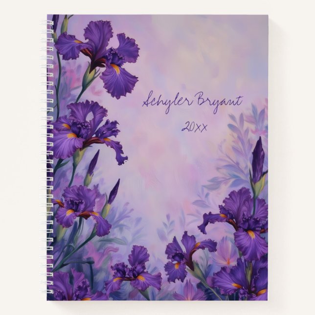 Journal floral à reliure spirale Iris pourpre Bota (Devant)