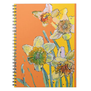 Journal floral aquarelle orange jonquille cahier d