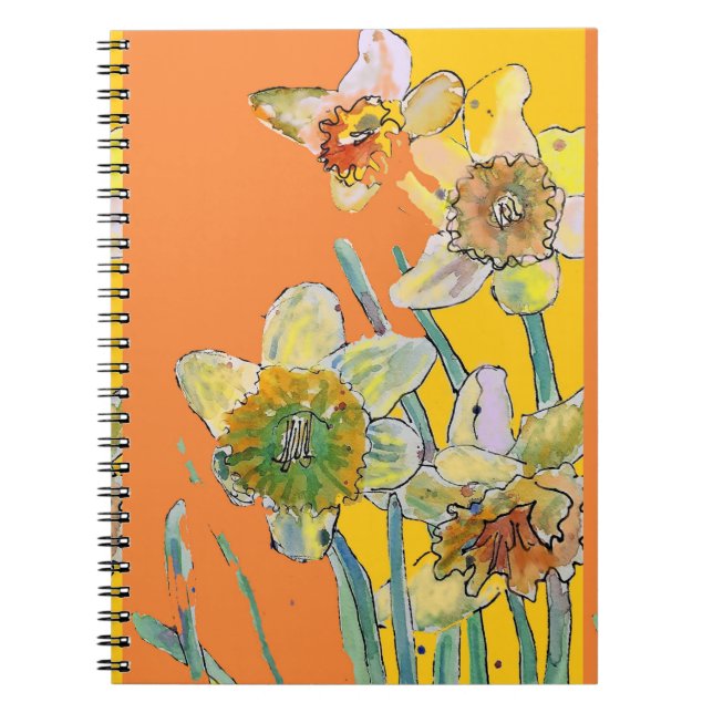 Journal floral aquarelle orange jonquille cahier d (Devant)