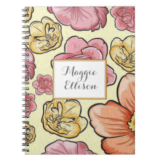 Journal floral personnalisé rose jaune orange
