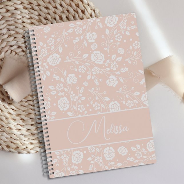 Journal floral rose doux personnalisé (Créateur téléchargé)