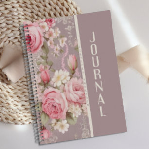 Journal floral rose rose pâle personnalisé