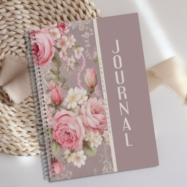 Journal floral rose rose pâle personnalisé (Créateur téléchargé)