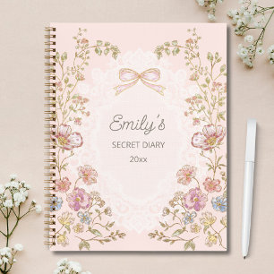 Journal floral vintage joli avec nom personnalisé