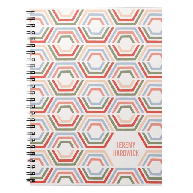 Journal Géométrique Hexagones Divisés - Cramoisie (Devant)