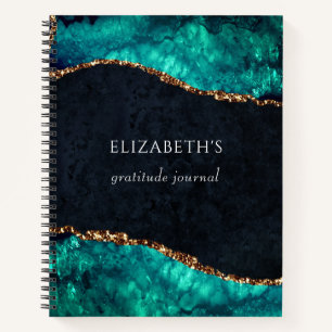 Journal Gratitude Green Agate Gold Parties scintil