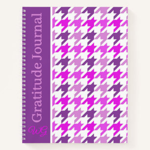 Journal Gratitude Houndstooth violet et blanc