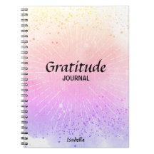 Journal Gratitude Pink Purple Aquarelle Monogramme