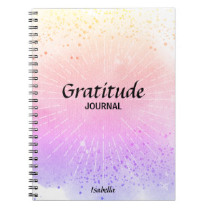 Journal Gratitude Pink Purple Aquarelle Monogramme
