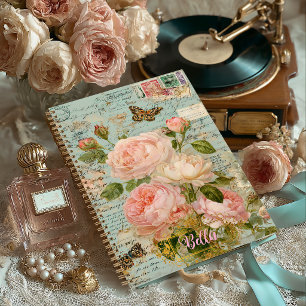 Journal Intime Antique Bleu Floral Romantique