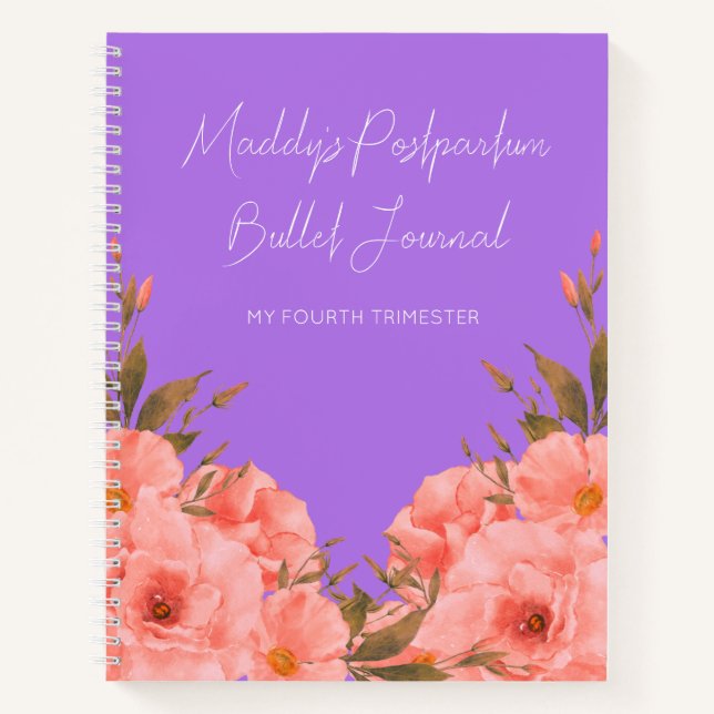 Journal Intime Fleurs Violettes Personnalisé pour  (Devant)