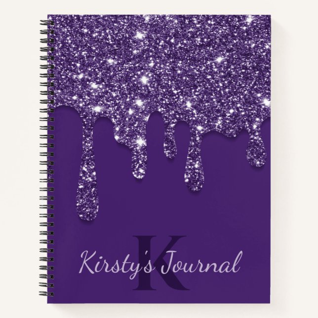 Journal Luxueux Pailleté Violet qui Dégouline (Devant)