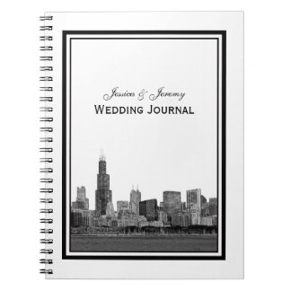 Journal Mariage encadré de Chicago Skyline Etched