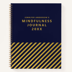 Journal moderne Blue Gold Foil Stripes Mindfult