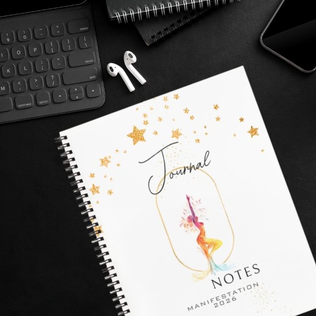 Journal Moderne Étoiles Dorées Aquarelle Féminin  (Créateur téléchargé)