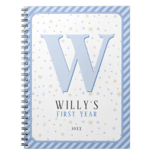 Journal Monogram Baby Memory. Bleu et blanc