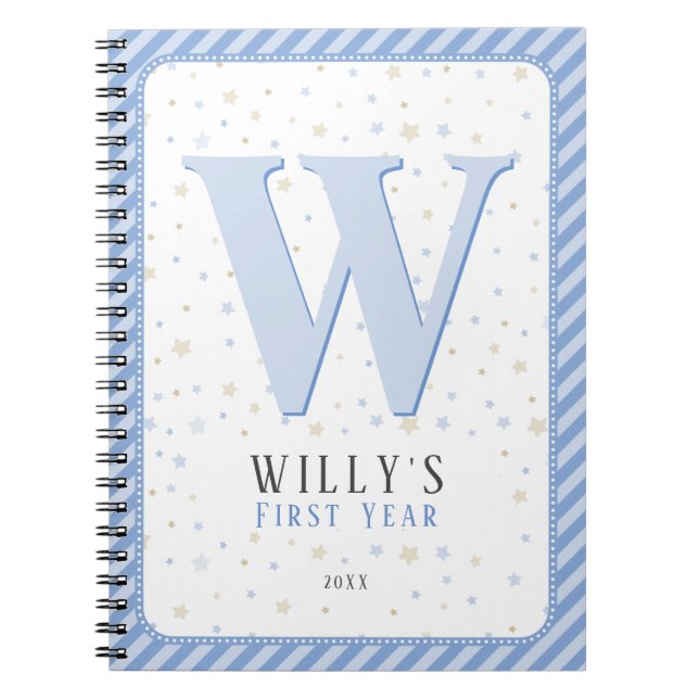 Journal Monogram Baby Memory. Bleu et blanc (Devant)