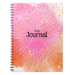 Journal Monogramme Étoiles Aquarelle Rose Orange