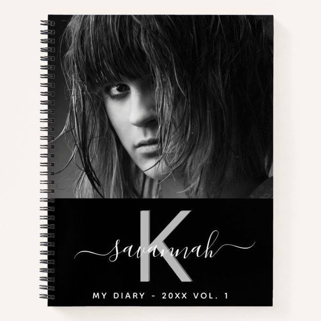 Journal noir blanc photo script monogramme (Devant)