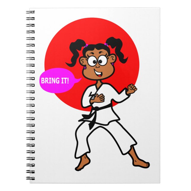 Journal noir de maître de karaté de fille (Devant)