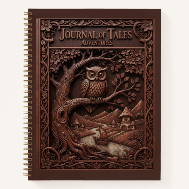 Journal of Tales Wood Carved Owl Adventure Journal (Devant)