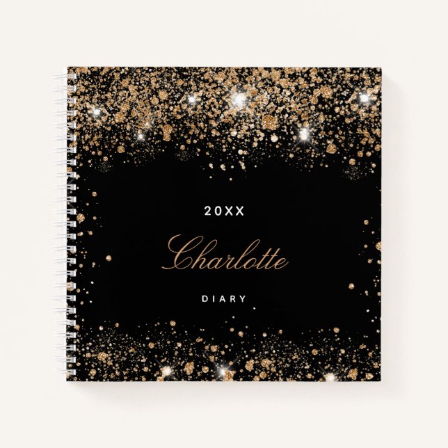 Journal or noir paillettes dorées nom écriture (Devant)