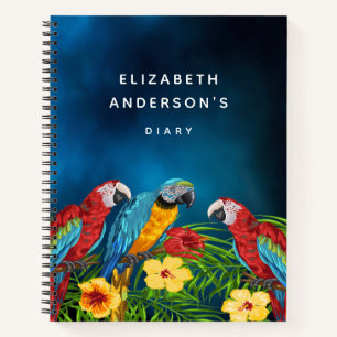 Journal perroquets ciel bleu floral rouge