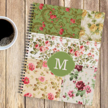 Journal personnalisé à motif patchwork de rose et