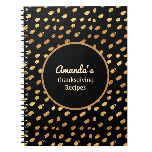 Journal personnalisé avec monogramme noir et or (Devant)