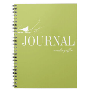 Journal personnalisé avec oiseau perché sur une br