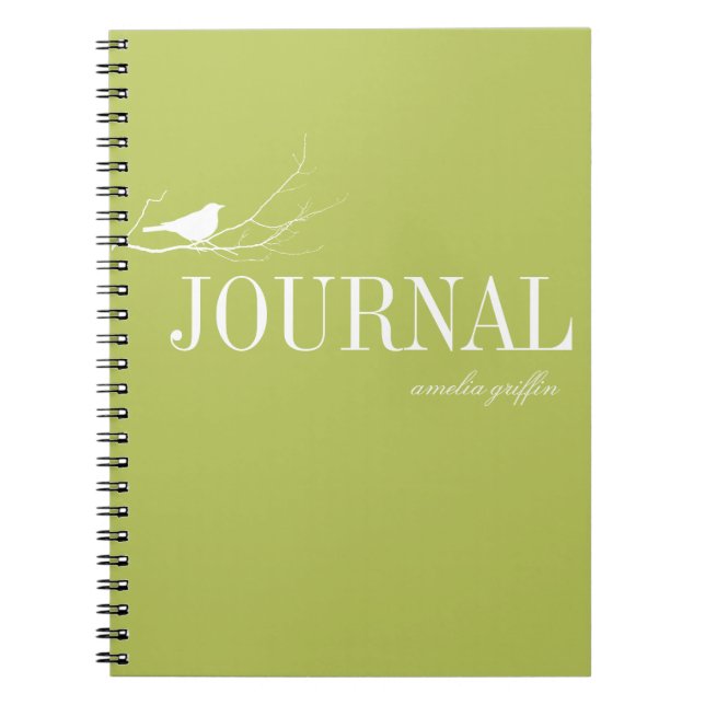 Journal personnalisé avec oiseau perché sur une br (Devant)