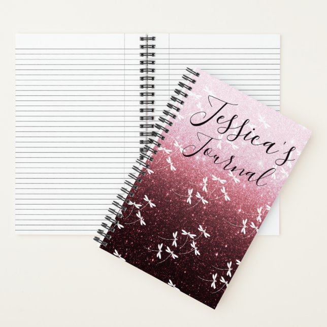 Journal personnalisé avec paillettes et libellules (À l'intérieur)