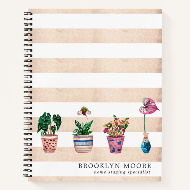 Journal personnalisé avec plante en pot à l'aquare (Devant)