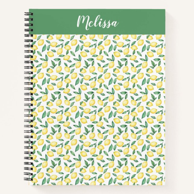 Journal personnalisé Citron Aquarelle avec Nom (Devant)