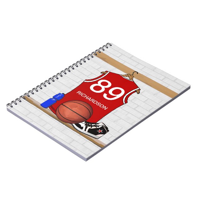 Journal personnalisé de basket-ball Jersey (Red) (Côté gauche)