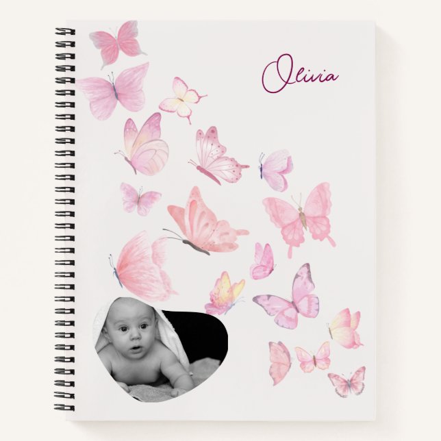 Journal personnalisé de garde de bébé - Papillon (Devant)